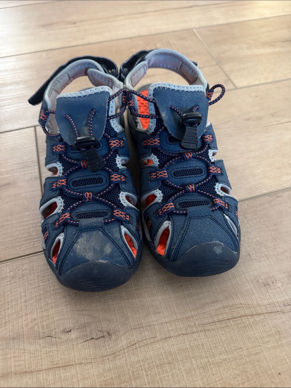 Dream Pairs Navy and Orange Kids Closed-Toe Sport Sandals